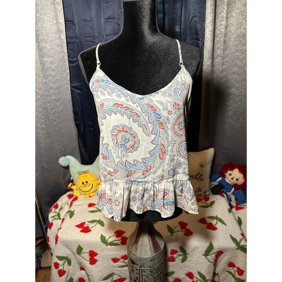 Abercrombie Fitch Red Paisley Peplum Boho Sleeveless - Picture 1 of 8